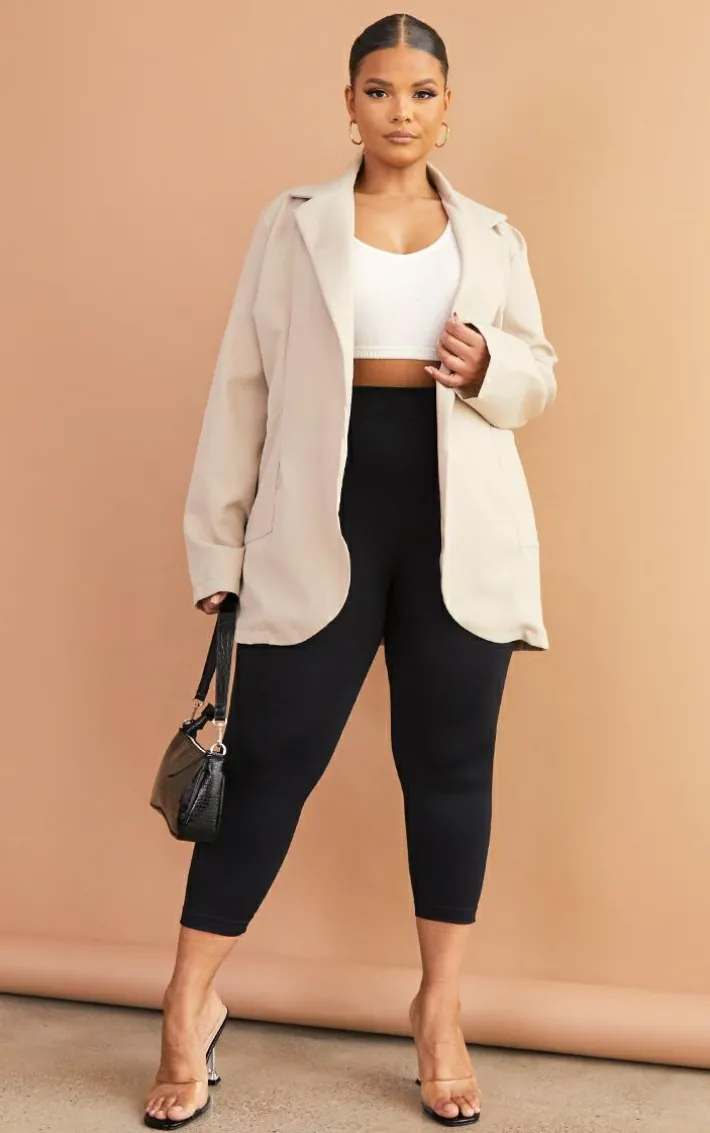 Plus Stone Basic Single Breasted Oversized Blazer