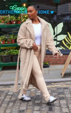 PrettyLittleThing Trench Coats*Plus Borg Belted Trench Coat