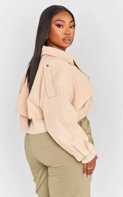 PrettyLittleThing Trench Coats*Plus Contrast Lining Cropped Trench Coat
