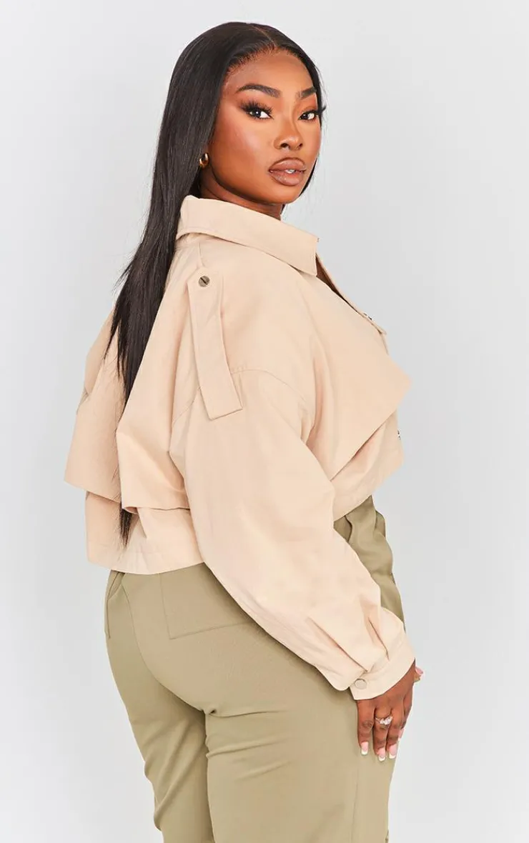 PrettyLittleThing Trench Coats*Plus Contrast Lining Cropped Trench Coat