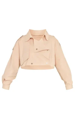 PrettyLittleThing Trench Coats*Plus Contrast Lining Cropped Trench Coat
