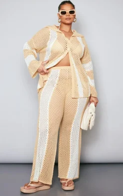 PrettyLittleThing Knitted Two Piece Sets*Plus Contrast Stripe Knitted Pants