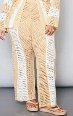 PrettyLittleThing Knitted Two Piece Sets*Plus Contrast Stripe Knitted Pants