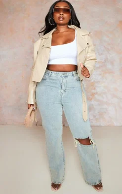 PrettyLittleThing Faux Leather Jackets*Plus Croc Faux Leather Oversized Biker Jacket