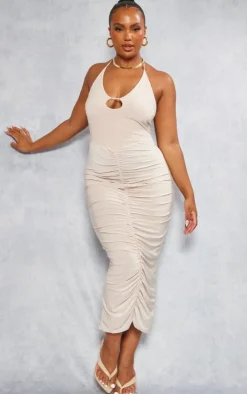 Plus Cut Out Ruched Midi Dress-PrettyLittleThing Sale
