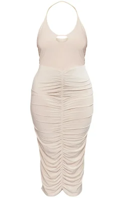 Plus Cut Out Ruched Midi Dress-PrettyLittleThing Sale