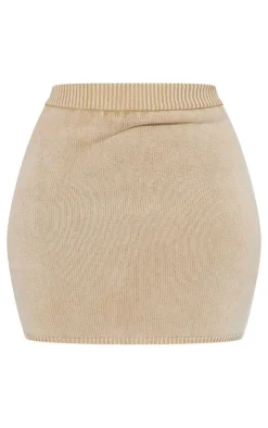 New PrettyLittleThing Plus Distressed Detail Acid Wash Mini Skirt Stone