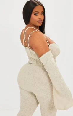 PrettyLittleThing Plus Distressed Underwired Corset Top Stone