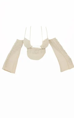 PrettyLittleThing Plus Distressed Underwired Corset Top Stone