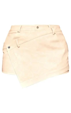Plus Faux Leather Wrap Detail Skort-PrettyLittleThing Online