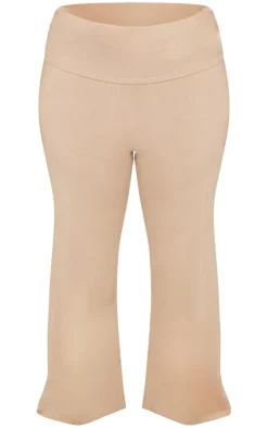 Outlet PrettyLittleThing Plus Fold Over Soft Touch Flared Pants Stone
