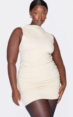 Plus High Neck Ruched Bodycon Dress-PrettyLittleThing Best