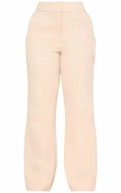 Online PrettyLittleThing Plus High Waisted Wide Leg Pants Stone