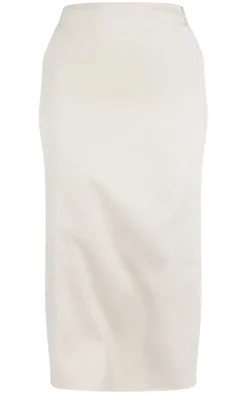 Clearance PrettyLittleThing Plus Linen Look Tailored Maxi Skirt Stone