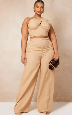 Discount PrettyLittleThing Plus One Shoulder Corset Top Stone