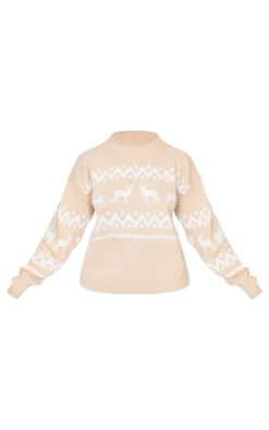 PrettyLittleThing Oversized Sweaters*Plus Oversized Fairisle Panel Christmas Sweater