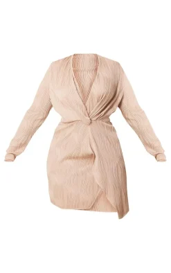 Plus Plisse Wrap Front Dress-PrettyLittleThing Hot