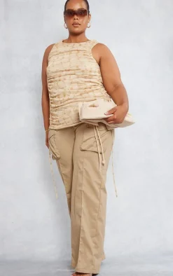 PrettyLittleThing Sleeveless Tops*Plus Racer Neck Ruched Long Top