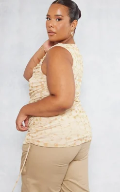 PrettyLittleThing Sleeveless Tops*Plus Racer Neck Ruched Long Top