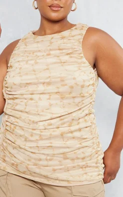 PrettyLittleThing Sleeveless Tops*Plus Racer Neck Ruched Long Top