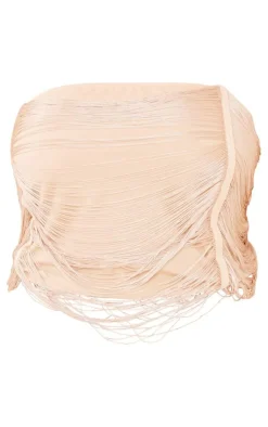 New PrettyLittleThing Plus Tassel Bandeau Top Stone