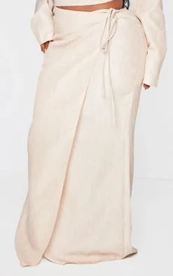 Hot PrettyLittleThing Plus Tie Side Midi Skirt Stone