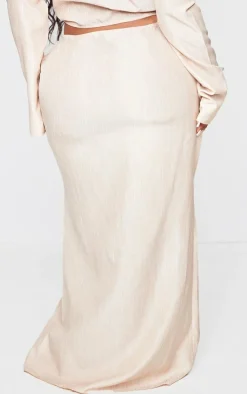 Hot PrettyLittleThing Plus Tie Side Midi Skirt Stone