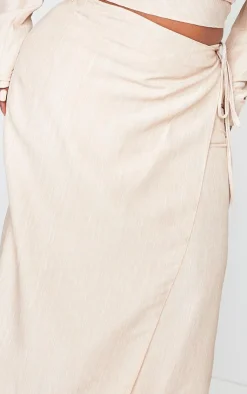 Hot PrettyLittleThing Plus Tie Side Midi Skirt Stone
