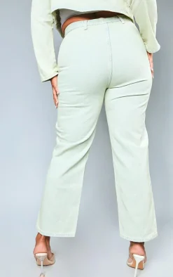Hot PrettyLittleThing Plus Vintage Wash Seam Detail Cargo Denim Jeans Stone