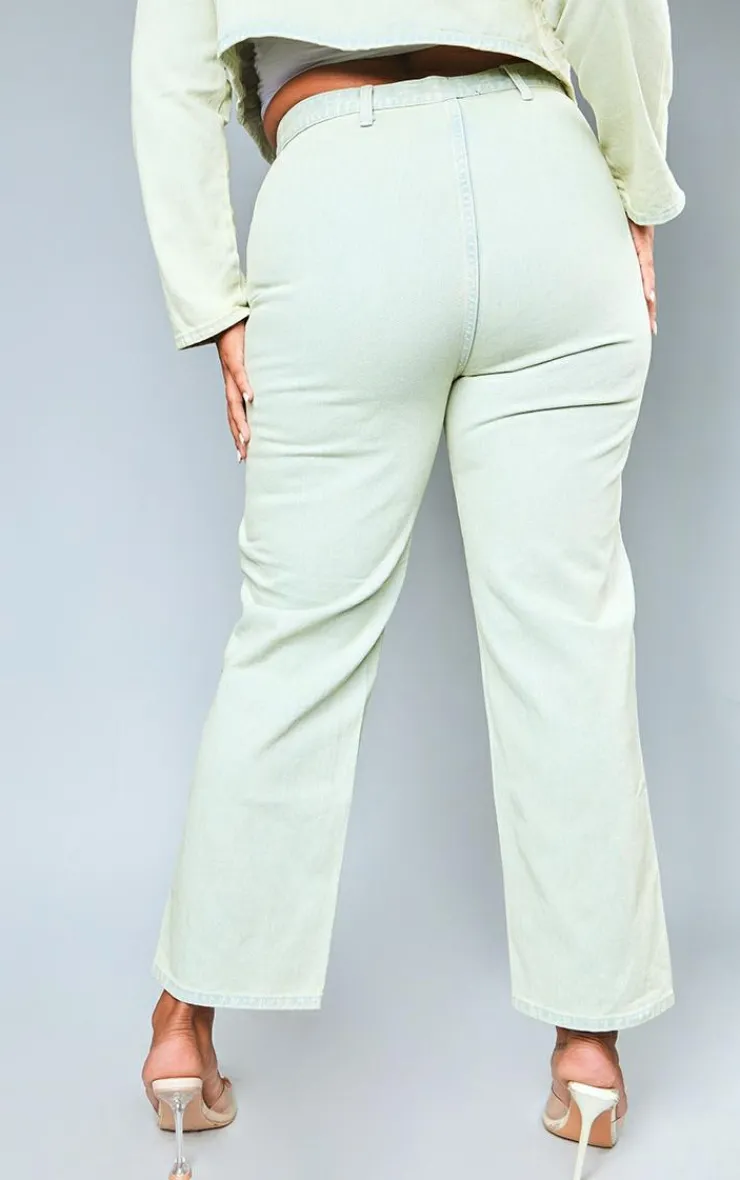 Hot PrettyLittleThing Plus Vintage Wash Seam Detail Cargo Denim Jeans Stone