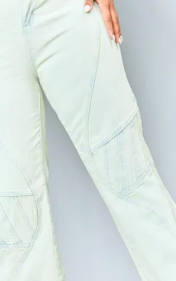 Hot PrettyLittleThing Plus Vintage Wash Seam Detail Cargo Denim Jeans Stone
