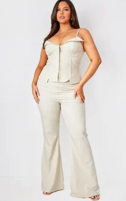 Best PrettyLittleThing Plus Wide Leg Pant Stone