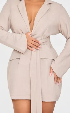 Plus Woven Belted Blazer Dress-PrettyLittleThing Outlet