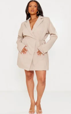 Plus Woven Long Sleeve Toggle Waist Blazer Dress-PrettyLittleThing Discount