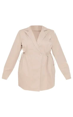 Plus Woven Long Sleeve Toggle Waist Blazer Dress-PrettyLittleThing Discount