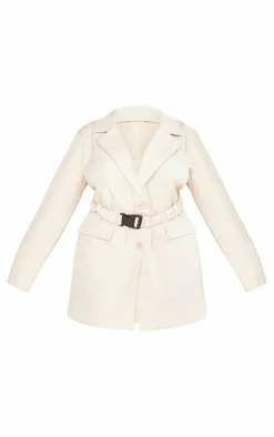 Plus Woven Ruched Belt Blazer Dress-PrettyLittleThing Clearance