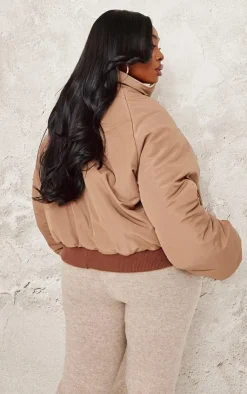 PrettyLittleThing Puffer Jackets*Plus And Sand Reversible Bomber Puffer