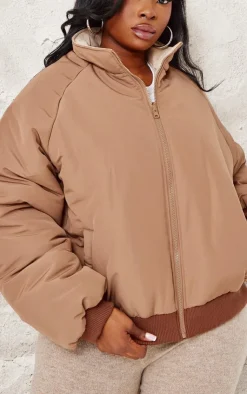 PrettyLittleThing Puffer Jackets*Plus And Sand Reversible Bomber Puffer