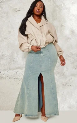 PrettyLittleThing Bomber Jackets*Plus Distressed Faux Leather Button Up Bomber Jacket