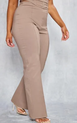PrettyLittleThing Plus Seam Detail Bengaline Pants Taupe