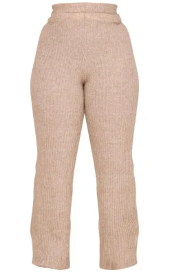 New PrettyLittleThing Plus Soft Knit Wide Leg Pants Taupe