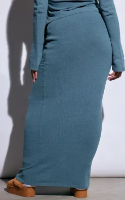 Clearance PrettyLittleThing Plus Knit Maxi Skirt Teal