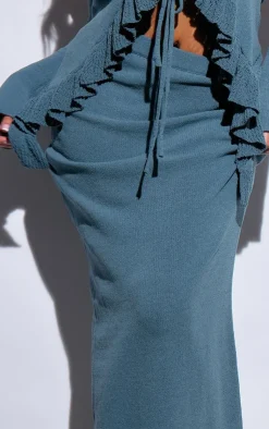 Clearance PrettyLittleThing Plus Knit Maxi Skirt Teal