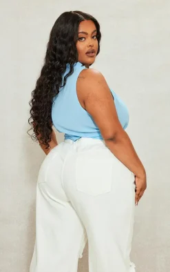 PrettyLittleThing Wrap Tops*Plus Plunge Front Ruffle Wrap Detail Top