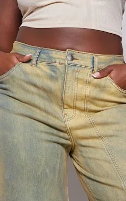 Plus Vintage Bleach Wash Seam Detail Jeans