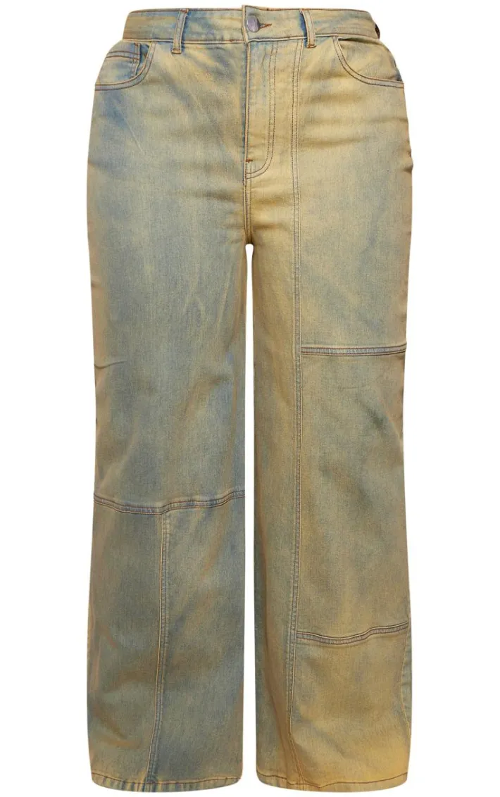Plus Vintage Bleach Wash Seam Detail Jeans