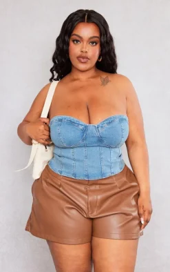 PrettyLittleThing Corsets*Plus Bandeau Denim Corset