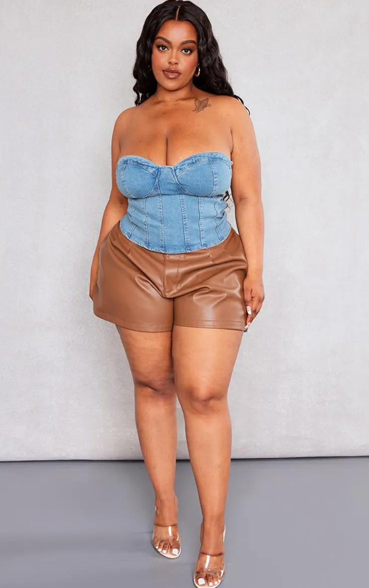 PrettyLittleThing Corsets*Plus Bandeau Denim Corset