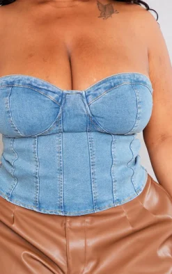 PrettyLittleThing Corsets*Plus Bandeau Denim Corset