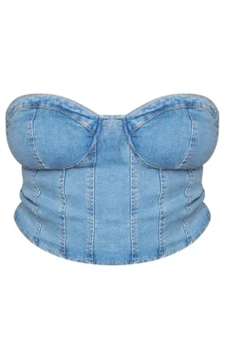 PrettyLittleThing Corsets*Plus Bandeau Denim Corset